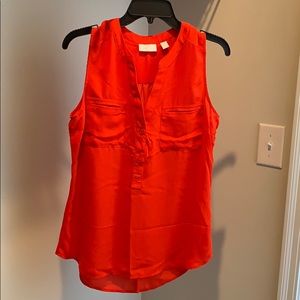 Red and blue New York and Company Chiffon Shirt